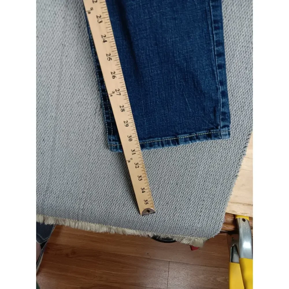T.K. Axel Slim Boot Jeans Mens 34X31 Blue Embroidered Flaps Western Thick Stitch
